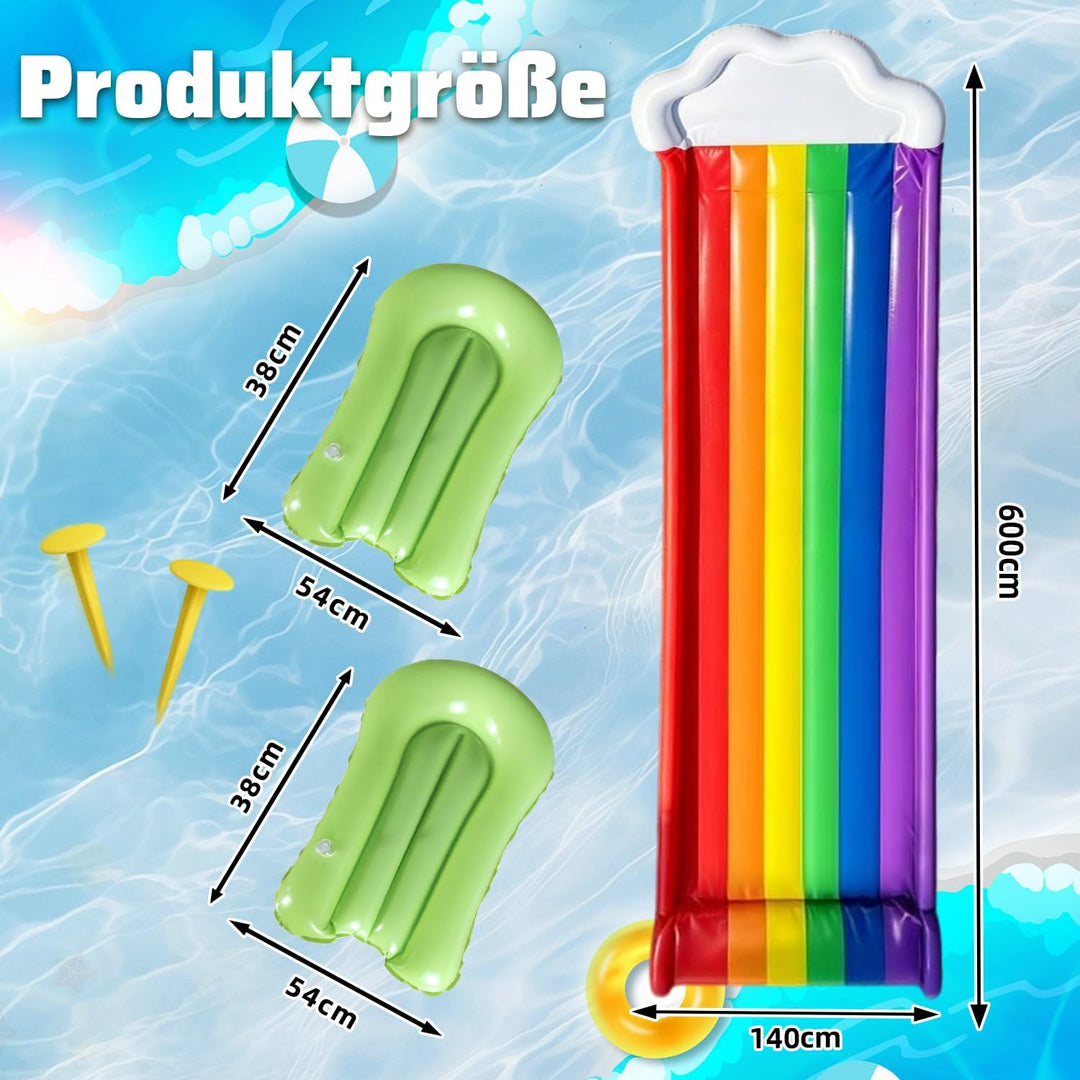 19.69ft/600cm Wasserrutsche und 2 Bodyboards | Garten-Wasserrutsche Sommer-Rutsch-Wasserrutschen Was