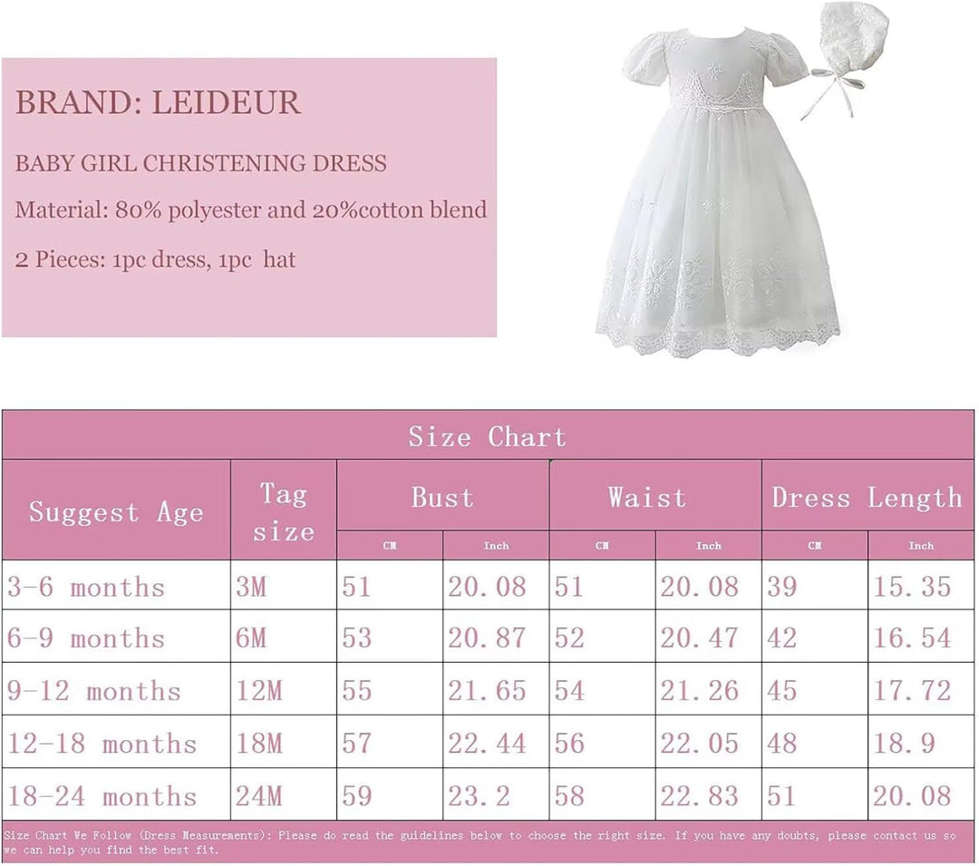 Baby Girl Taufkleid Lang Segenskleider Weiss Formale Brautkleider Besondere Anlässe Kleid für Neugeb