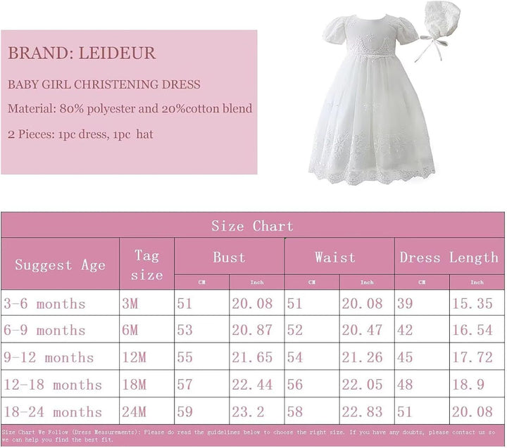 Baby Girl Taufkleid Lang Segenskleider Weiss Formale Brautkleider Besondere Anlässe Kleid für Neugeb
