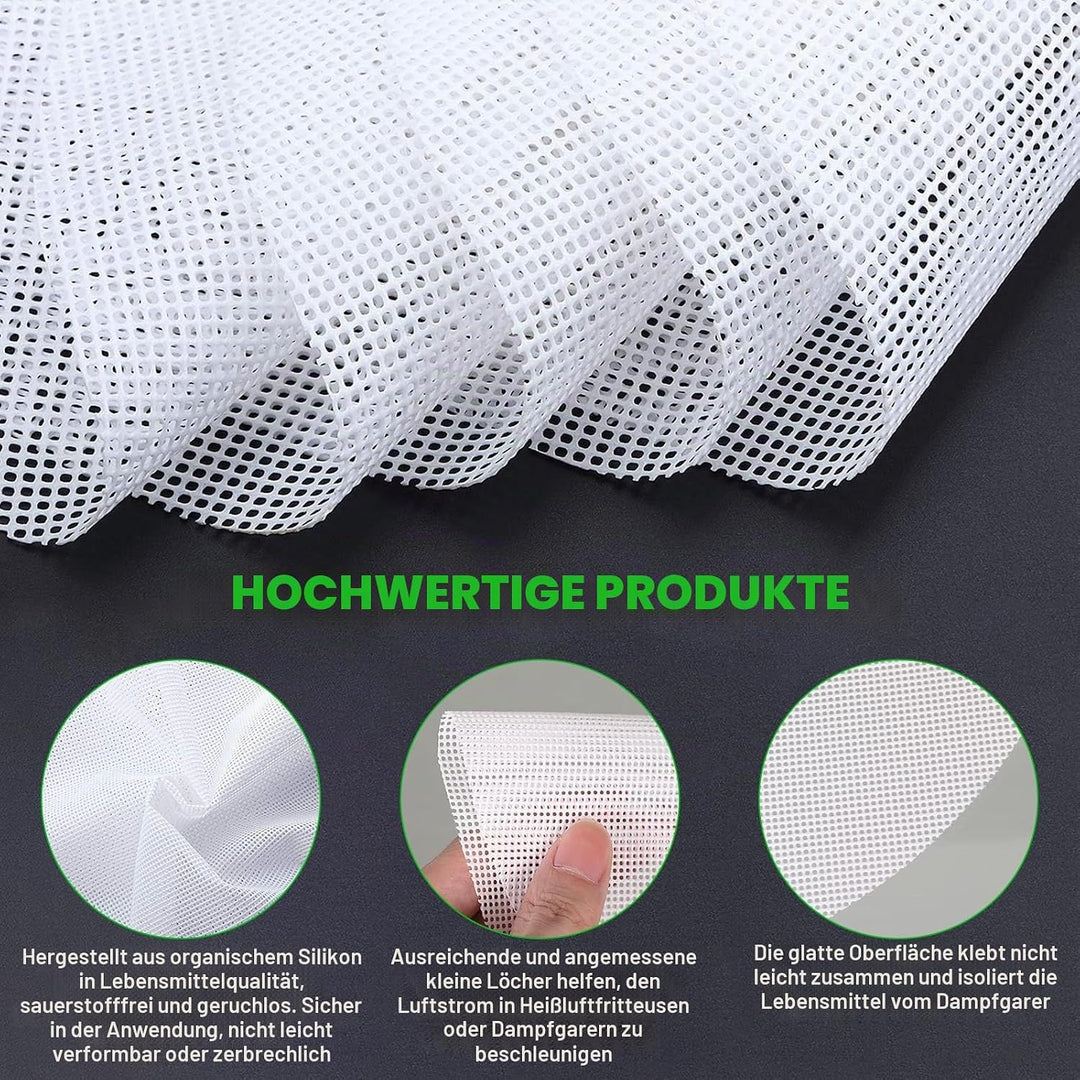 10 Stück Silikon Dehydrator Blätter, Runde Dehydrator Matten mit 1 Stück Küchenzange für Trocknen Vo