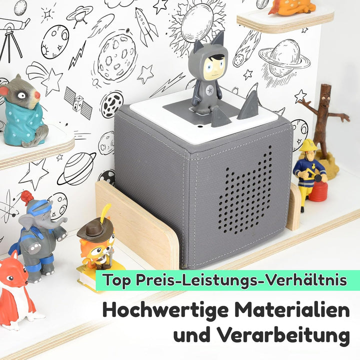 stadtecken Holzregal für Musikbox I Geeignet für die Toniebox und ca. 50 Tonies I Perfekte Tonie Auf