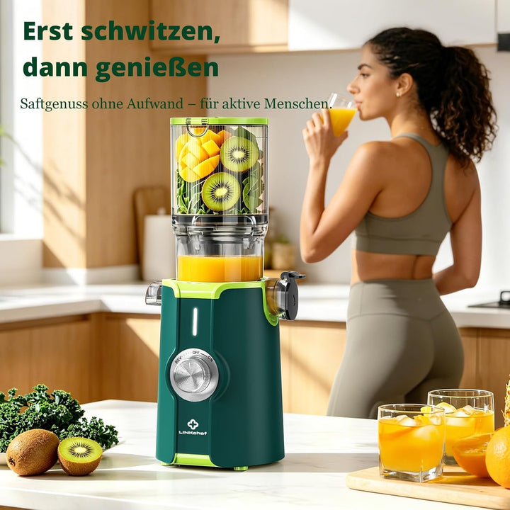LINKChef Blitzreiniger Entsafter, NO-Prep Slow Juicer für Ganze Gemüse und Obst, Juicer Machine mit