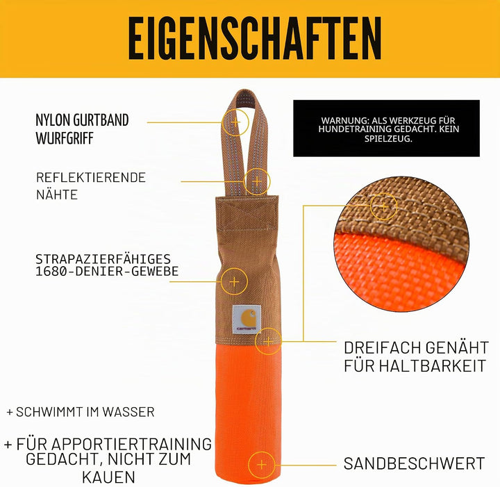 Carhartt Pet Pet Toys, Retrieving Bumper, Large, OS, Hunter Orange Large Hunter Orange, Large Hunter