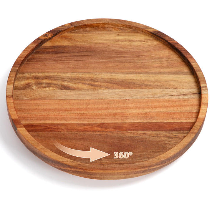 Drehbarer Organizer Lazy Susan | Rustikal Kuchen Serviertablett aus Akazien Holz 360° Drehbar | Küch