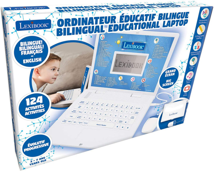 LEXIBOOK JC598i1_01 Lern- und Zweisprachiges Laptop Französisch/Englisch Spielzeug für Kinder mit 12