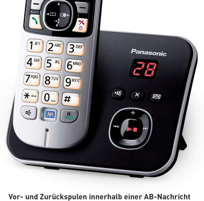 Panasonic KX-TG6822GB DECT Schnurlostelefon mit Anrufbeantworter (strahlungsarm, Eco-Modus, GAP Tele