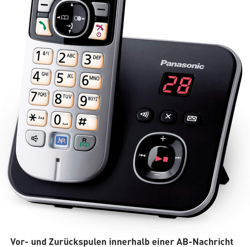 Panasonic KX-TG6822GB DECT Schnurlostelefon mit Anrufbeantworter (strahlungsarm, Eco-Modus, GAP Tele