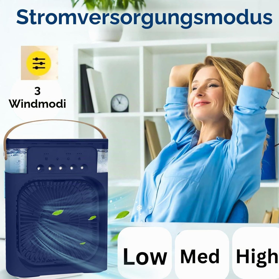 Tragbarer Klimaanlagen Ventilator,USB-betriebener Luftkühler, Luftbefeuchter,7 LED Luftkühler Klein