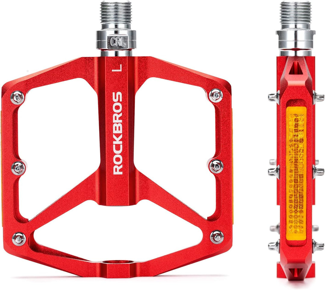 ROCKBROS Fahrradpedale mit Reflektoren Platform Pedale aus Aluminiumlegierung Antirutsch Ultraleicht