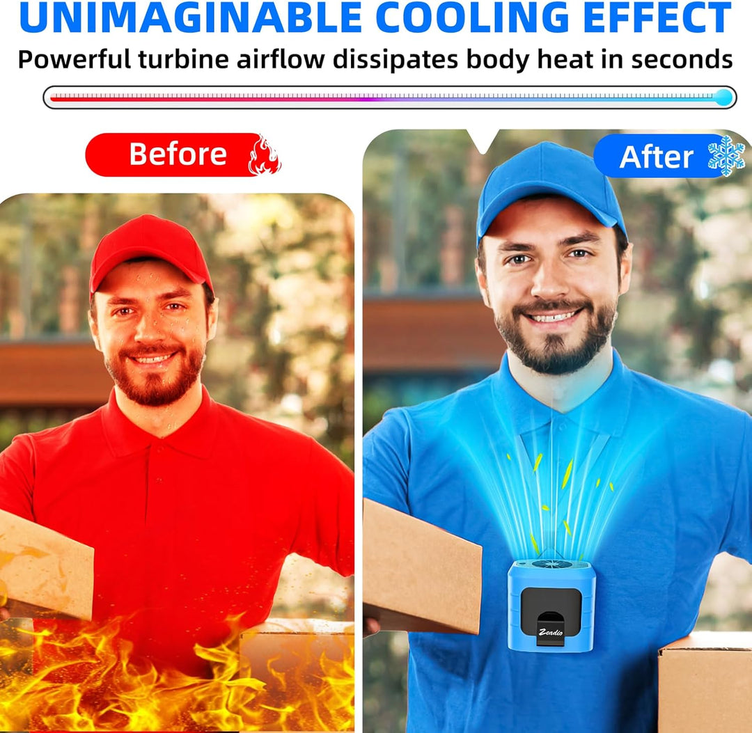 Zeadio Tragbarer Hüftclip-Ventilator, 10000mAh freihändiger Ventilator mit LED-Taschenlampe & Powerb