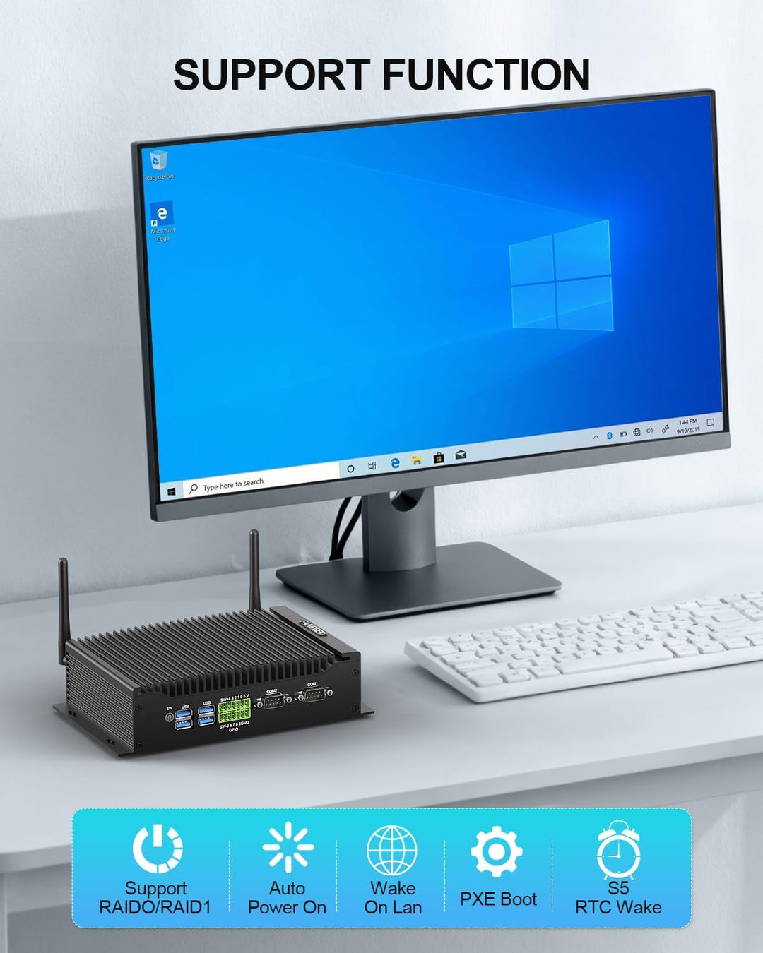 FANPEEC Lüfterloser Mini PC Core i7-10810U (max. 4,90 GHz), Industrie PC Windows 11 Pro 16GB DDR4 RA