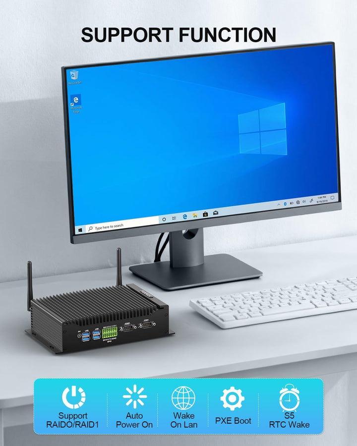 FANPEEC Lüfterloser Mini PC Core i7-10810U (max. 4,90 GHz), Industrie PC Windows 11 Pro 16GB DDR4 RA