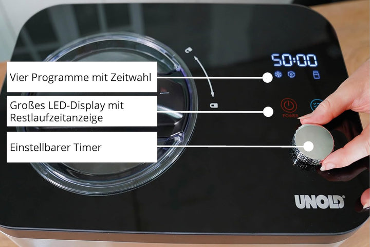 Unold 48826 Eismaschine & Joghurtbereiter EVA – Speiseeisbereiter mit Kompressor, Fassungsvermögen c
