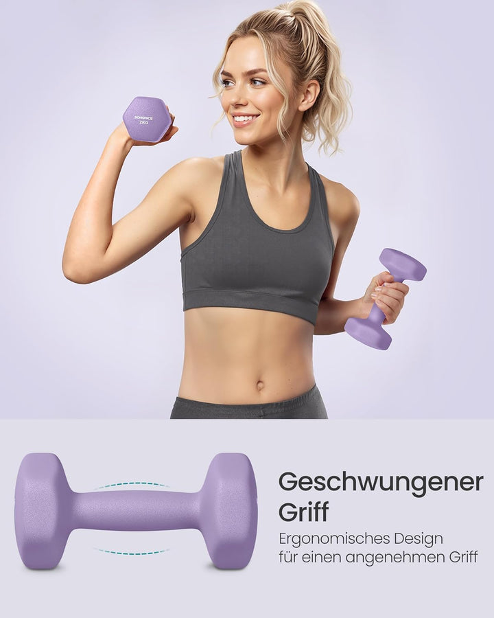 SONGMICS 2 Stück Hexagon Hanteln mit Neoprenbeschichtung für Krafttraining, Fitness, Zuhause 2 x 2 k