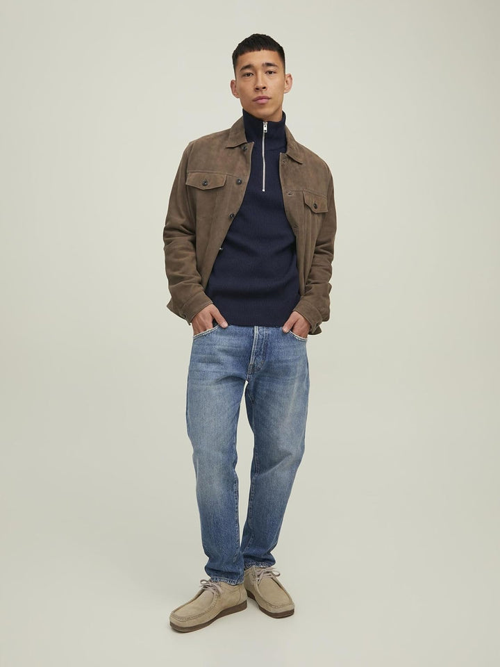 JACK & JONES Herren Jprperfect Knit Half Zip Sn Pullover Sweater M Maritime Blue/Detail:maritime Nav