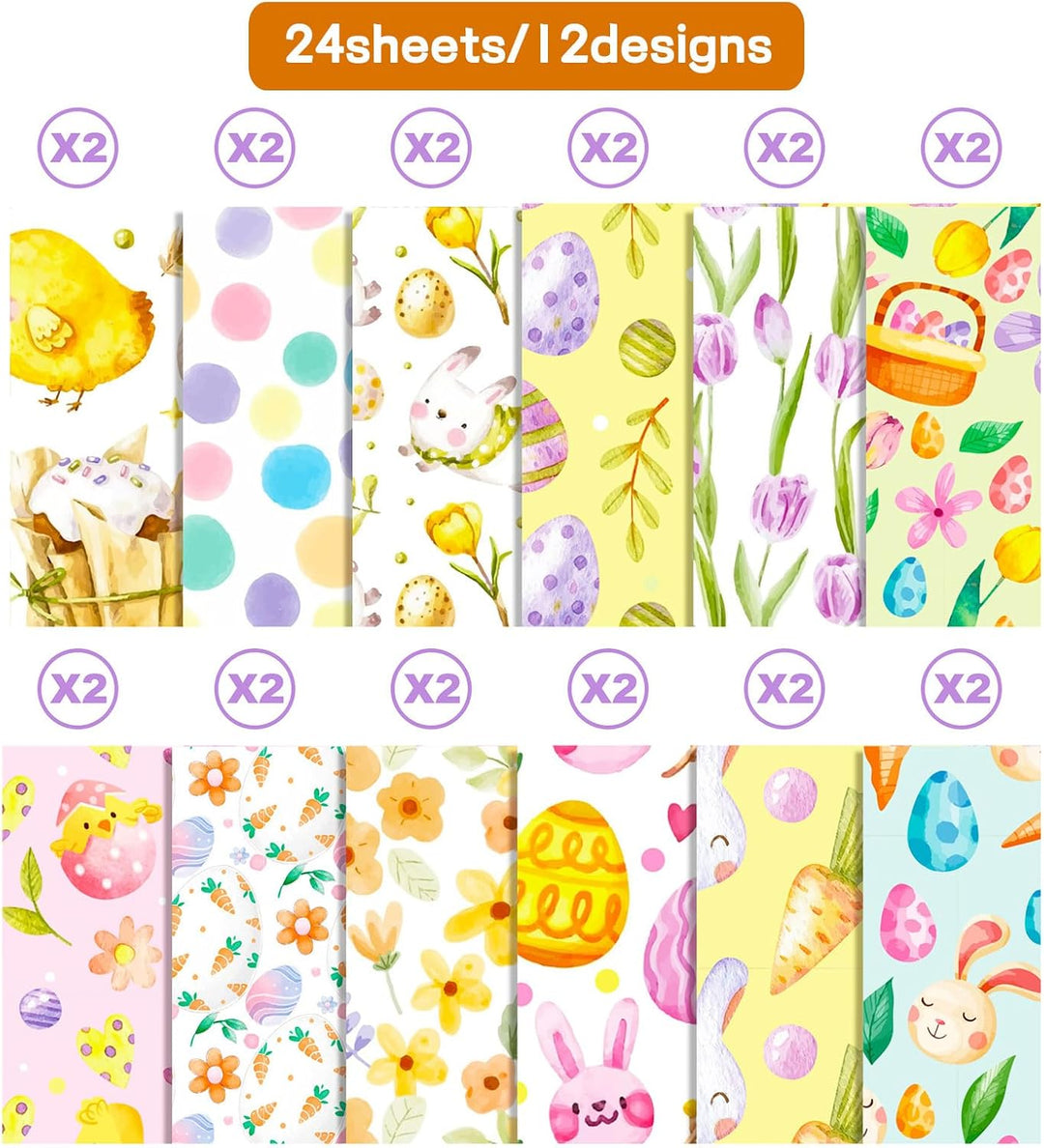 Florales Muster Scrapbook Papier, 30x30 cm, 24 Blatt/12 Designs Doppelseitiges Bastelpapier, Decoupa