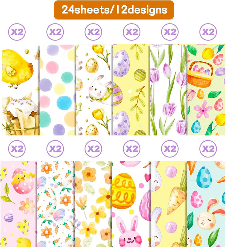 Florales Muster Scrapbook Papier, 30x30 cm, 24 Blatt/12 Designs Doppelseitiges Bastelpapier, Decoupa