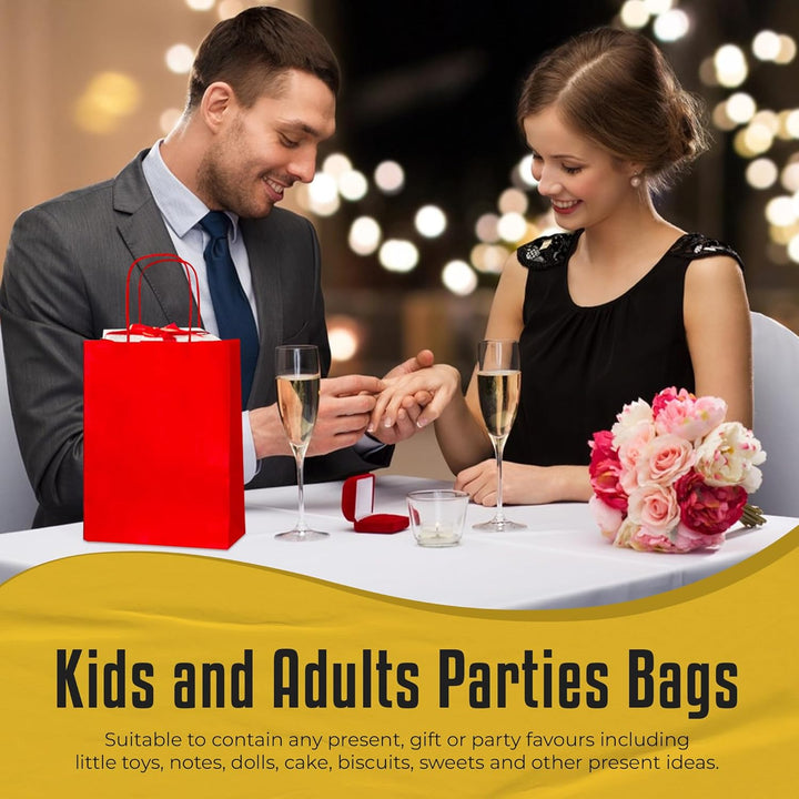 Thepaperbagstore 30 Papiertüten für Partys und Geschenke mit Griffen - Rot - 180x220x80mm Rot 30, Ro