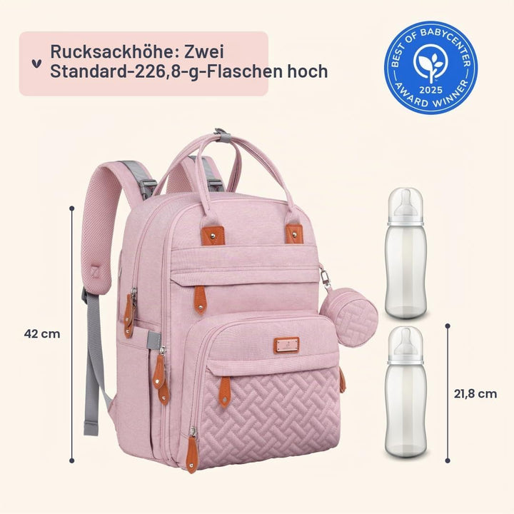 BabbleRoo Wickeltasche Rucksack – Grosse Kapazität, 17 Taschen, Wasserabweisend – mit Wickelauflage,