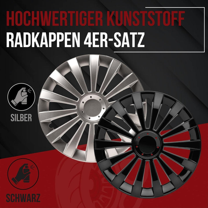 Albrecht 13 Zoll Radkappen Silber für Stahlfelgen - Meridian Radzierblenden aus hochwertigem Kunstst