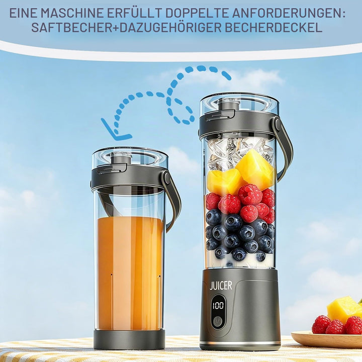 600ml Tragbarer Mixer Smoothie Maker to Go, Mini Standmixer mit 12 Klingen, USB-Aufladung, Kabellos
