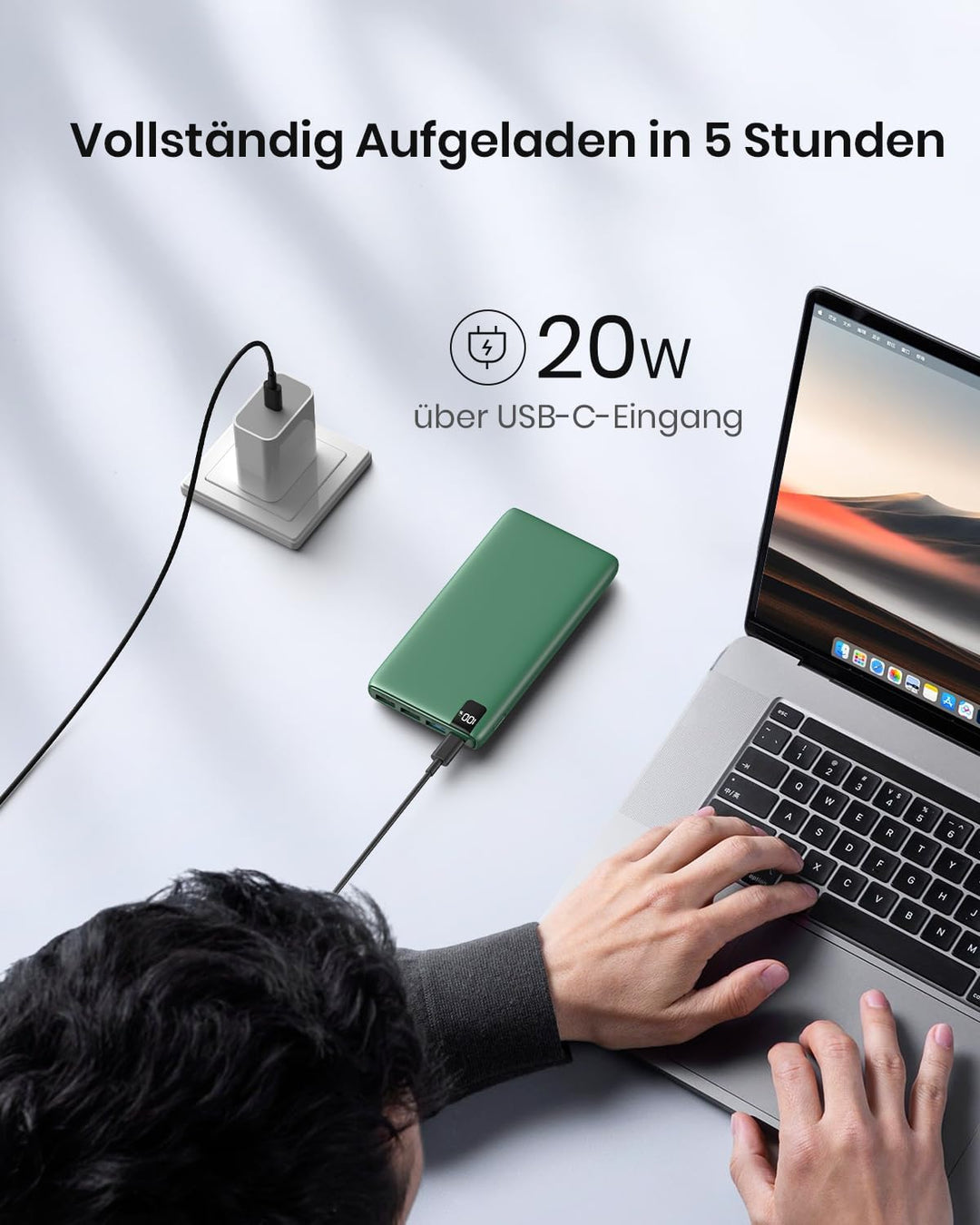 Hiluckey 27000mAh Powerbank Externer Akku - PD USB C Power Bank 22.5W Schnellladefunktion Handy Trag