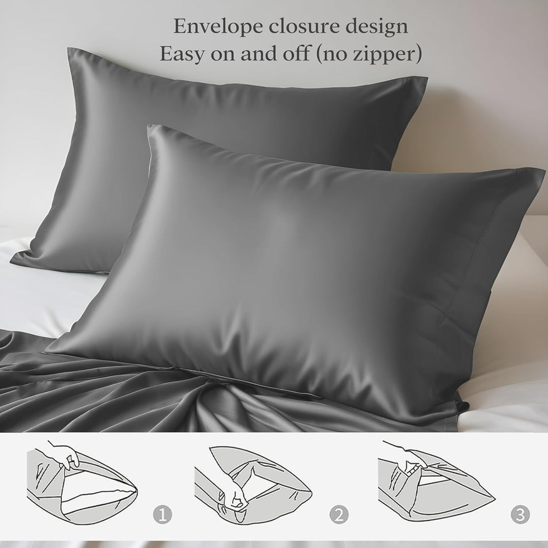 LINENWALAS Premium Bio-Bambuskern-Bettwäsche-Set, 4-teilig, mit Bambus-Bettbezug, Spannbetttuch und