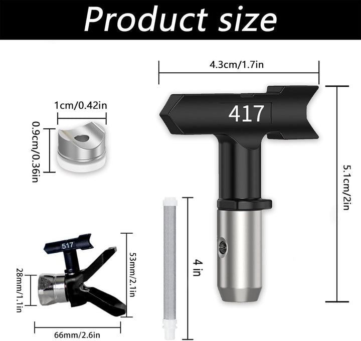Airless Düse mit Spitzendichtung, 6 Stück Reversible Sprühspitzen,Spray Maschinenspitze Verschleissf