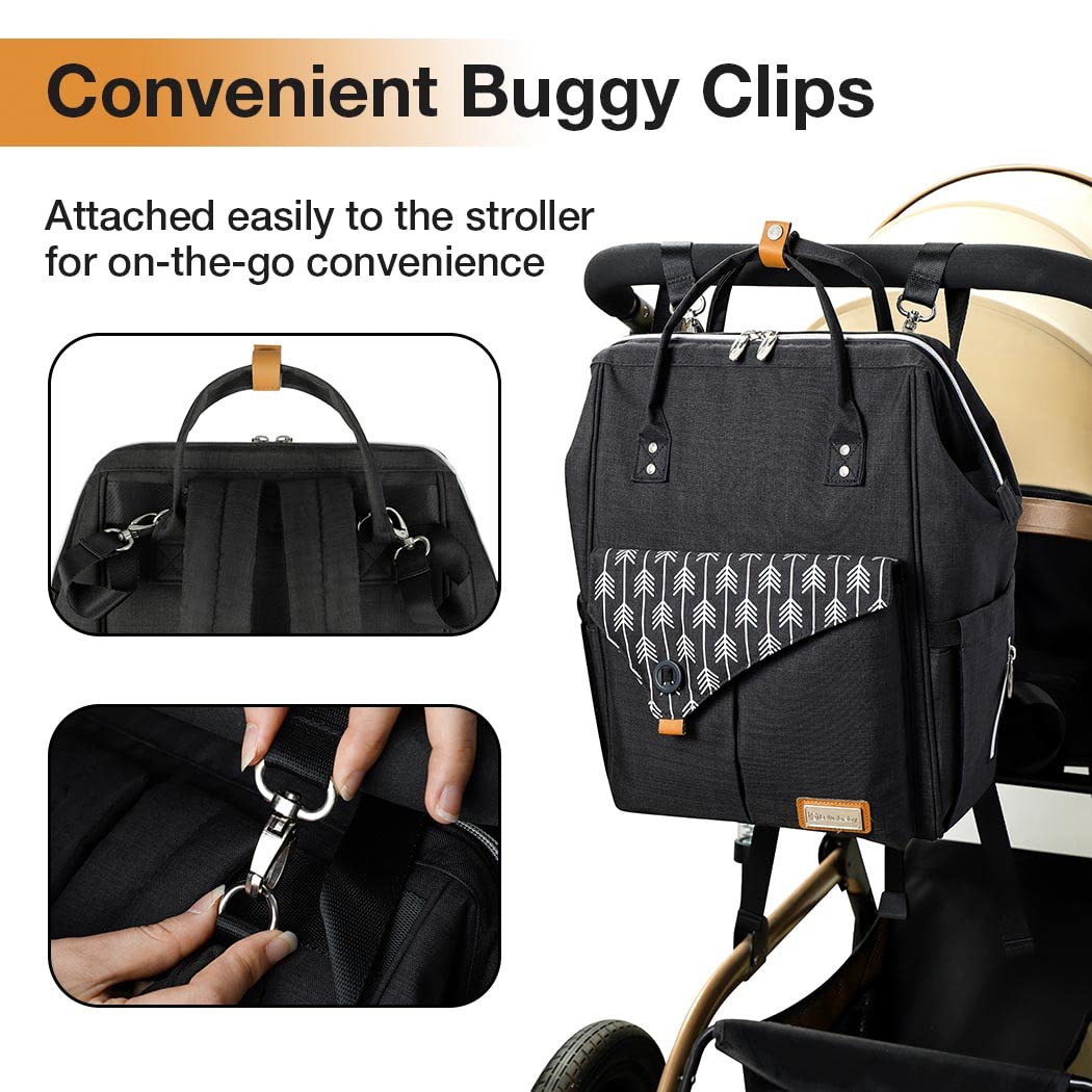 Lekebaby Wickelrucksack Wickeltasche mit Wickelunterlage, Schwarz, Schwarz