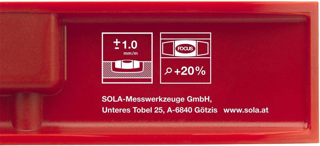 SOLA PTF25 - Nivel de burbuja torpedo de plástico (250 mm), Rot