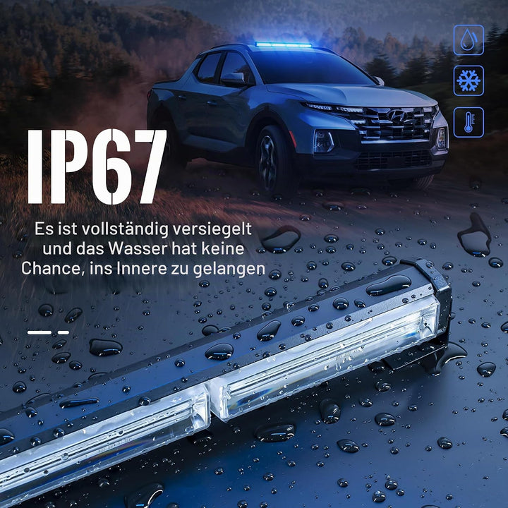 58 cm LED Rundumkennleuchte 80W Blau Rundumleuchte für Auto Anhänger Wohnwagen SUV -17 Blinkende Str