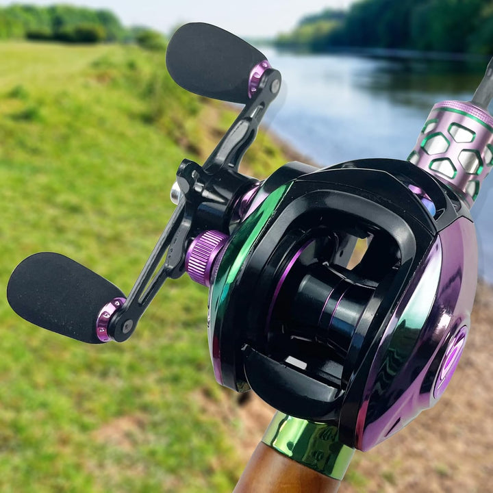 141 PCS Angelköder Angelrolle Set mit Baitcaster, Makrelenfedern Rig, Geflochtene Angelschnur, Weich