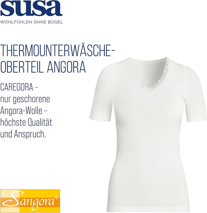 SUSA Thermo Oberteil Damen Angora Weiss I Kälteschutz mit angenehmem Tragekomfort I 100% Made in Ger