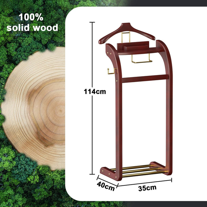 Stummer Diener mit Tablett, Multifunktional Stummer Diener aus Massiv Holz mit Schublade, Herrendien