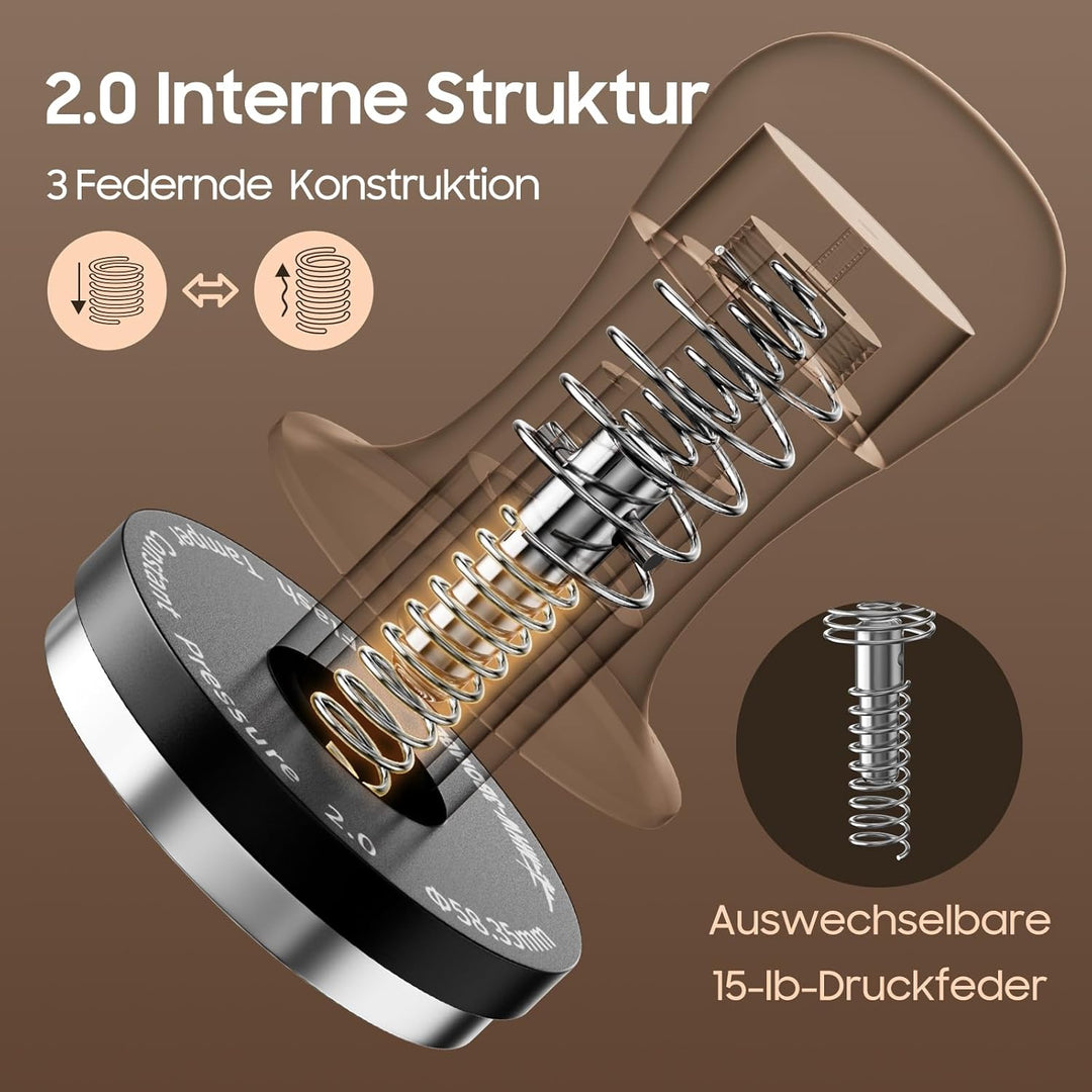 MHW-3BOMBER 45.5mm Espresso Tamper - 3 federbelastete Kaffee Tamper mit Sound Feedback - Barista kal