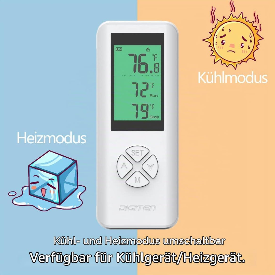 Kabelloser Thermostatausgang, temperaturgesteuerte Steckdose Heizung &amp; Kühlung Fernbedienung und Plu