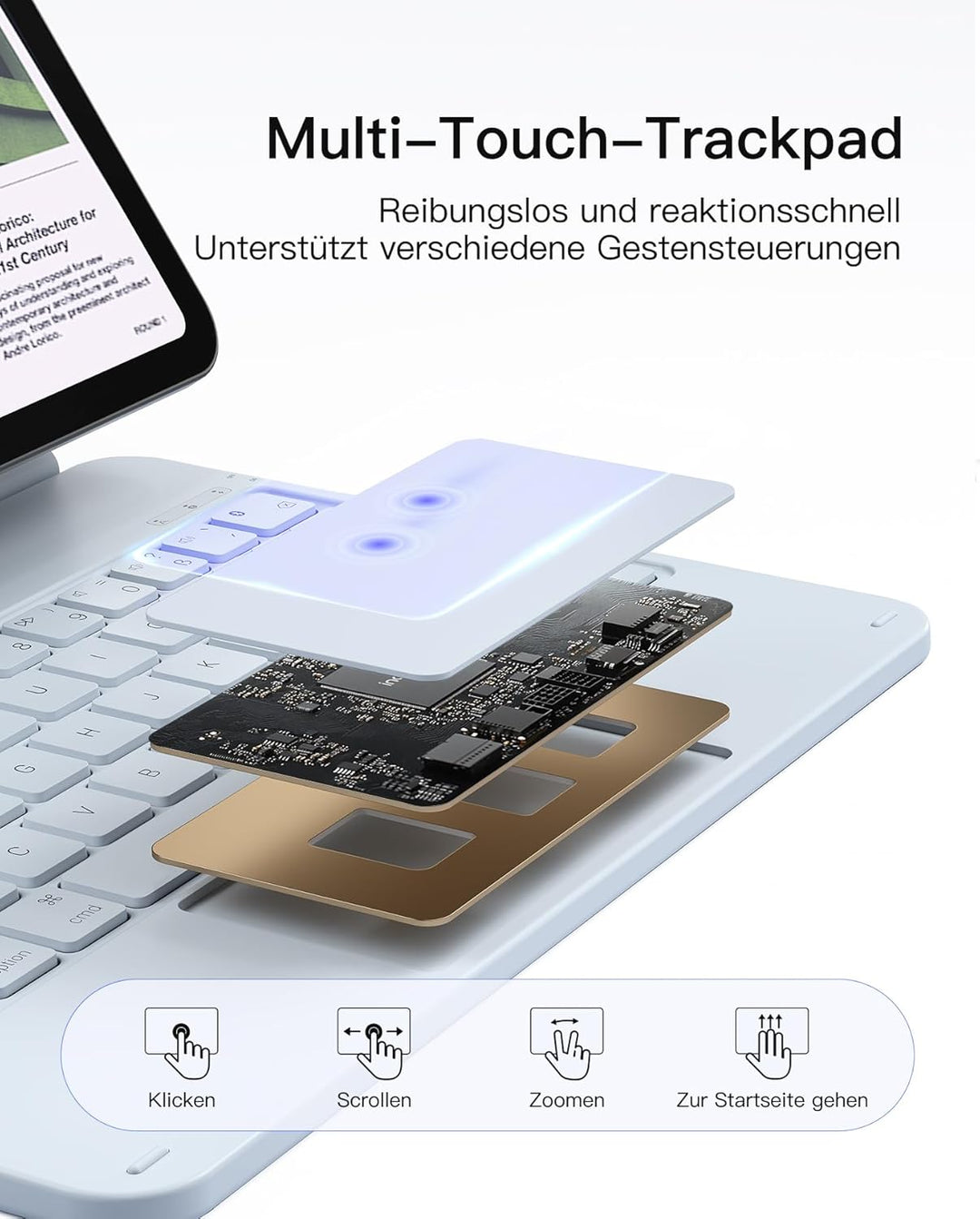 Inateck NeoMagic Magnetische Tastatur Hülle für iPad 10 Generation 10,9 Zoll,11 Generation 2025 A16