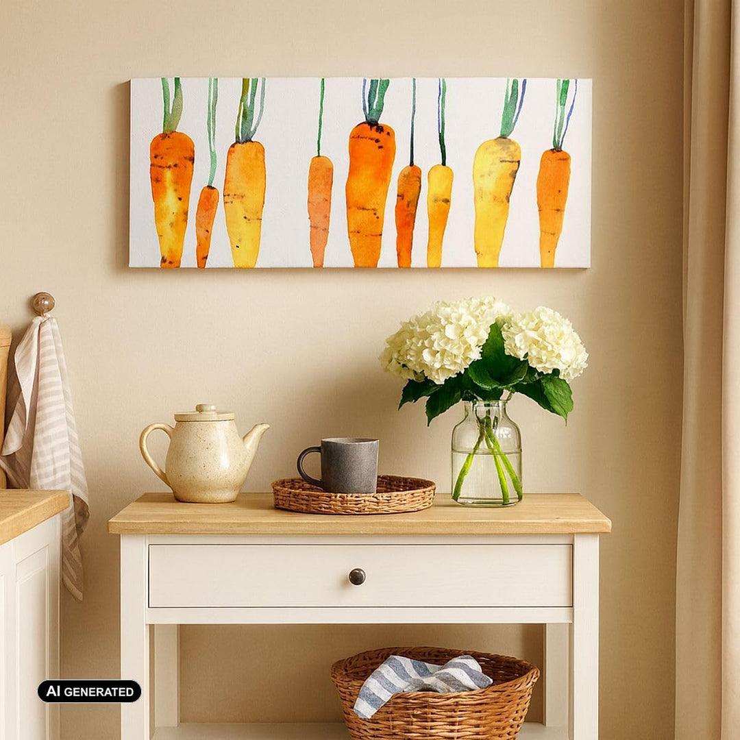 Panorama Bilder auf Leinwand Karotte Gemüse Leinwandbild mit Rahmen 90x30cm Wandbilder Dekoration Wo
