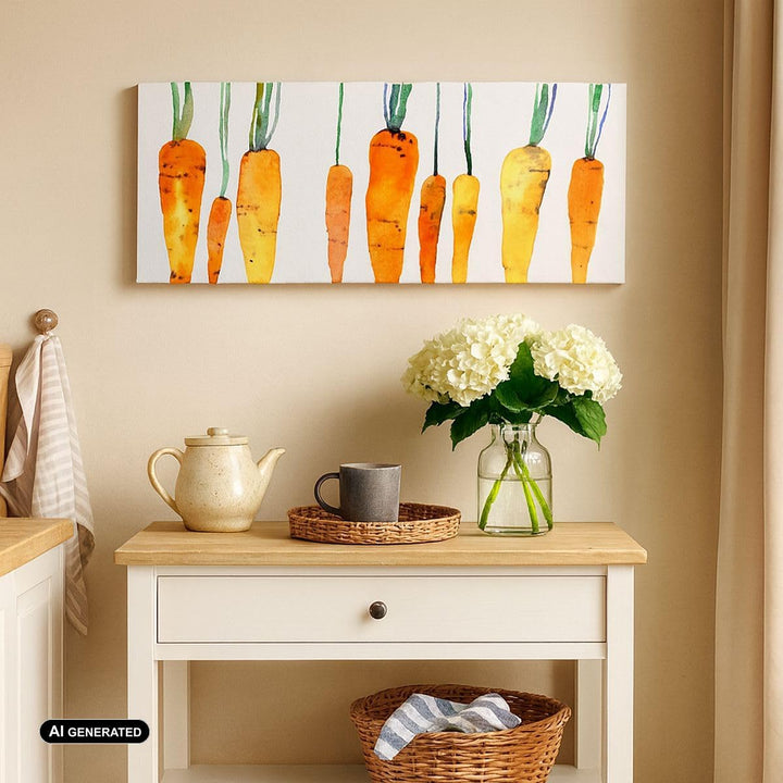 Panorama Bilder auf Leinwand Karotte Gemüse Leinwandbild mit Rahmen 90x30cm Wandbilder Dekoration Wo