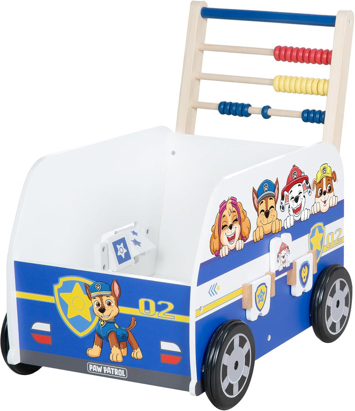 roba Bully-Schiebebus Paw Patrol für Kinder - Lauflernwagen/Puppenwagen aus Holz mit Spielfunktionen