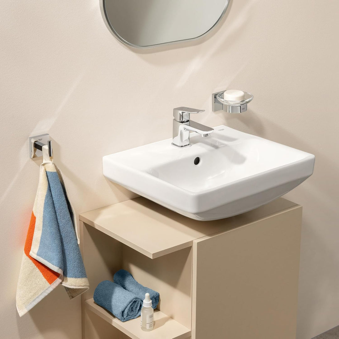 GROHE Dice, Waschtischarmatur klein, wassersparend (Wasserhahn für das Bad, Badarmatur mit Zugstange