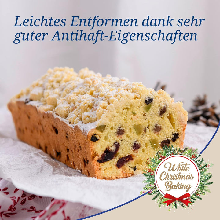 Dr. Oetker Kastenform für Brot und Kuchen – Backform White Christmas Baking – Kastenbackform mit Ant