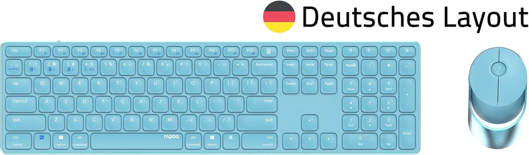 Rapoo 9750M kabelloses Tastatur-Maus Set Wireless Deskset 1600 DPI Sensor wiederaufladbarer Akku fla