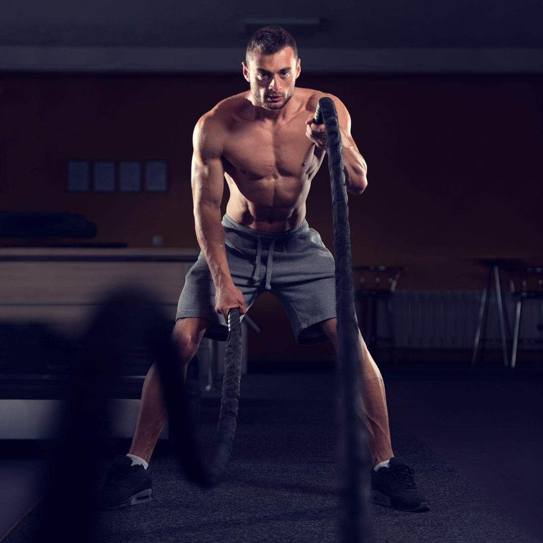 Yes4All Battle Rope, Trainingsseil, Übungsseil mit Schutzhülle - Stahlanker & Riemen inklusive Train