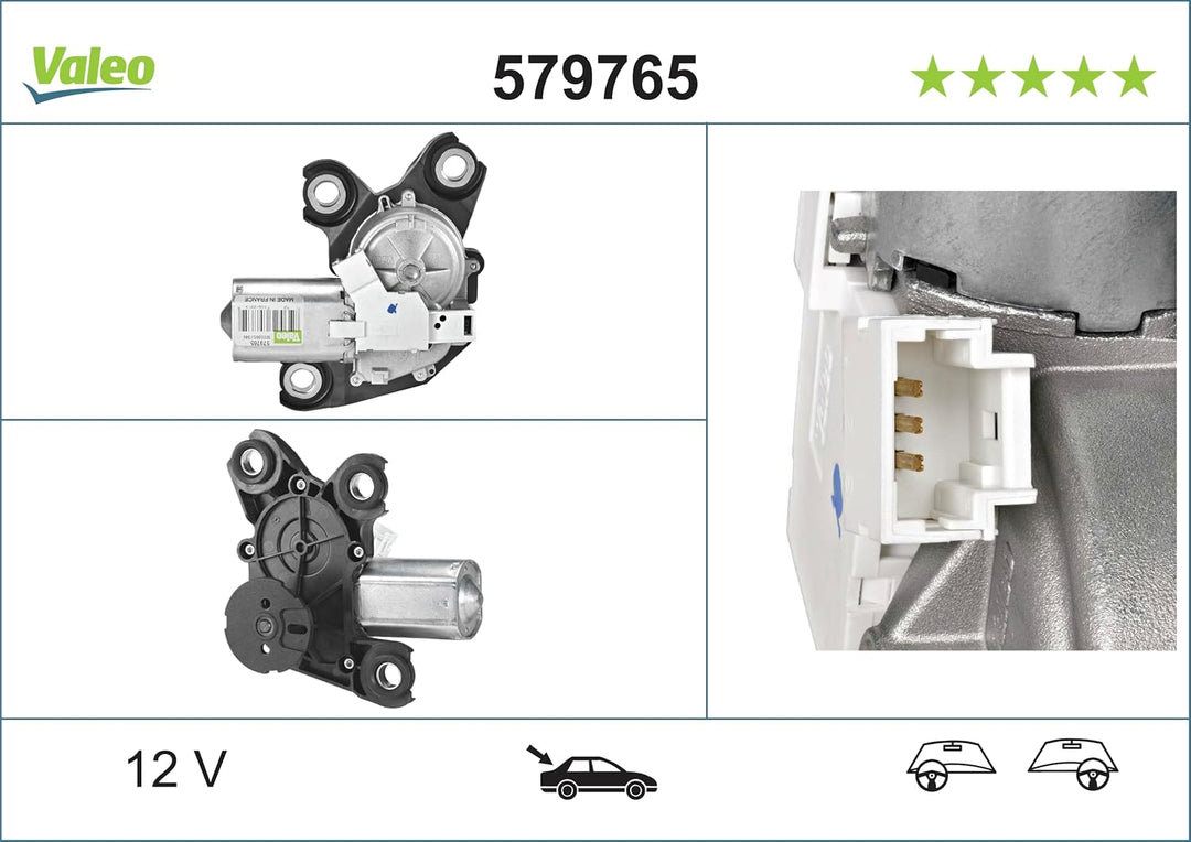 VALEO 579765 Wischermotor VALEO Heckwischermotor 579765 CITROˎ / PEUGEOT BERLINGO PARTNER TAILGATE