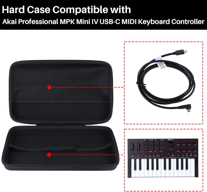 Lebakort Hart Schutz Hülle Etui Tasche für Akai Professional MPK Mini IV USB-C MIDI Keyboard Control