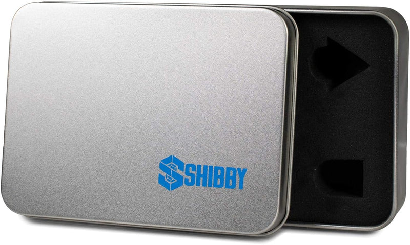 shibby 7 polyedrische Metall-Würfel für Rollen- und Tabletopspiele in Digital Optik D3 inkl. Aufbewa