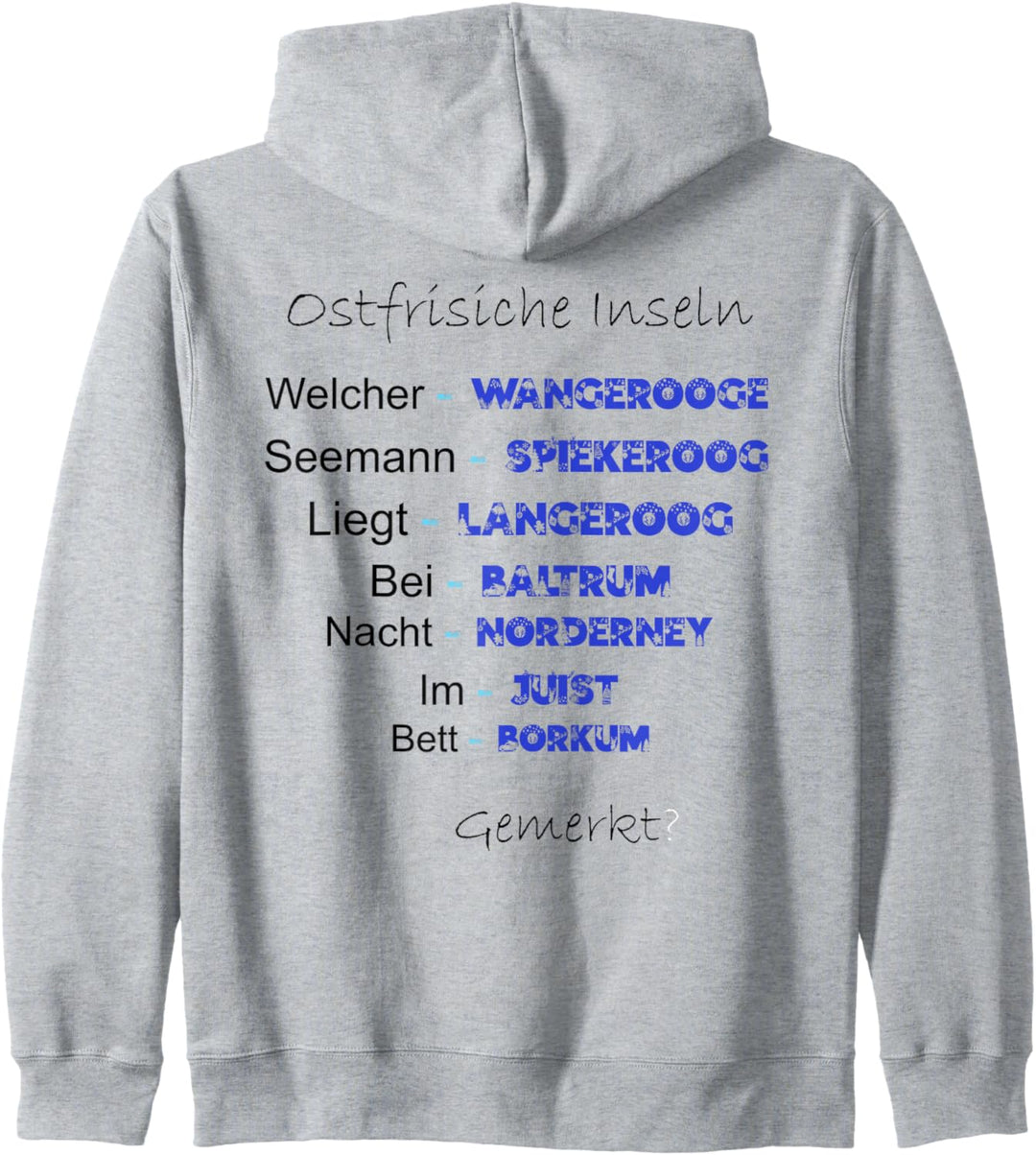 Ostfriesische Inseln merken, lustiger Spruch Nordsee Kapuzenjacke