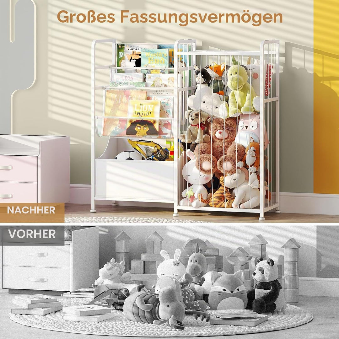 BBLIKE Bücherregal Kinder, Kinderregalmit Stofftier Aufbewahrung - Multifunktionales Kinderzimmer Re