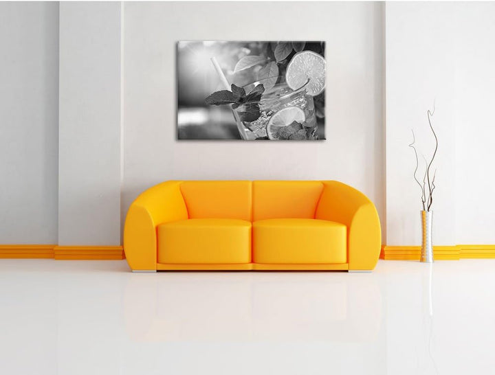 Pixxprint Mojito Cocktail als Leinwandbild/Grösse: 100x70 / Wandbild/Kunstdruck/fertig bespannt, 100
